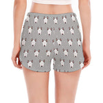 Cute Bull Terrier Faces Pattern Print Women's Split Running Shorts