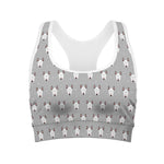 Cute Bull Terrier Faces Pattern Print Women's Sports Bra
