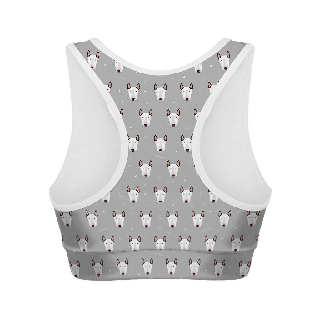 Cute Bull Terrier Faces Pattern Print Women's Sports Bra
