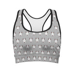 Cute Bull Terrier Faces Pattern Print Women's Sports Bra