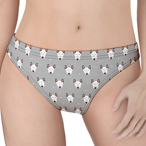 Cute Bull Terrier Faces Pattern Print Women's Thong