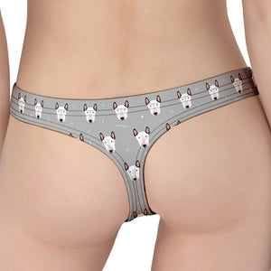 Cute Bull Terrier Faces Pattern Print Women's Thong