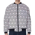Cute Bull Terrier Faces Pattern Print Zip Sleeve Bomber Jacket