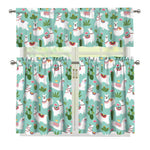 Cute Cactus And Llama Pattern Print 3 Piece Kitchen Curtains