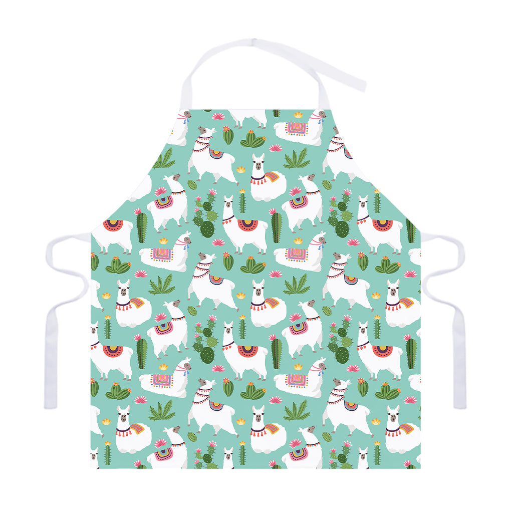 Cute Cactus And Llama Pattern Print Adjustable Apron