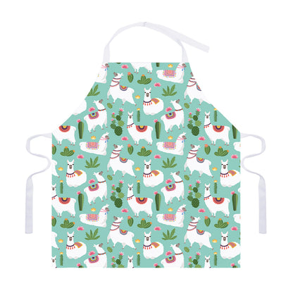 Cute Cactus And Llama Pattern Print Adjustable Apron