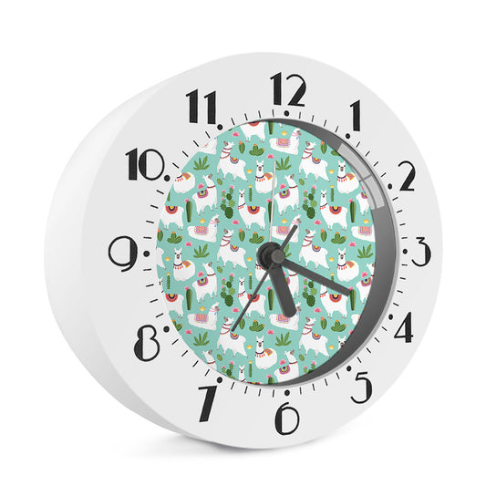 Cute Cactus And Llama Pattern Print Alarm Clock
