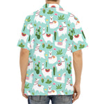 Cute Cactus And Llama Pattern Print Aloha Shirt
