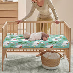 Cute Cactus And Llama Pattern Print Baby Crib Sheet