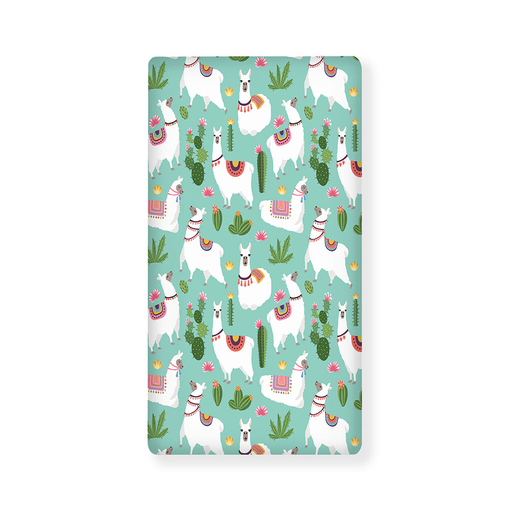 Cute Cactus And Llama Pattern Print Baby Crib Sheet