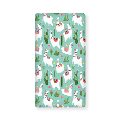 Cute Cactus And Llama Pattern Print Baby Crib Sheet