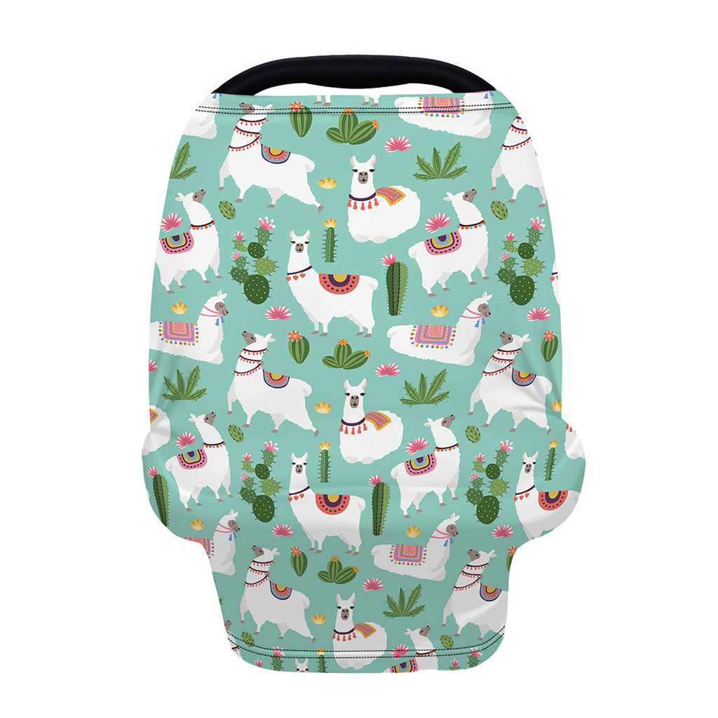 Cute Cactus And Llama Pattern Print Baby Seat Cover