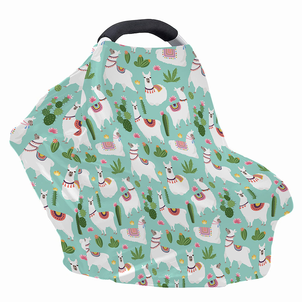 Cute Cactus And Llama Pattern Print Baby Seat Cover