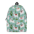 Cute Cactus And Llama Pattern Print School Backpack