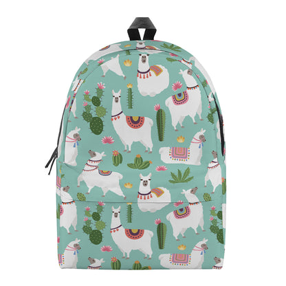 Cute Cactus And Llama Pattern Print Backpack