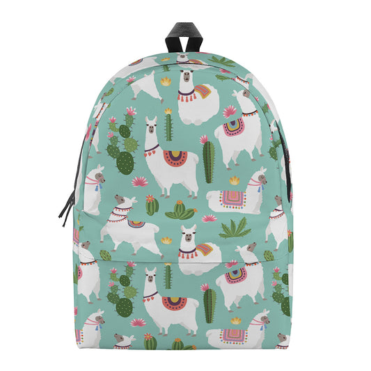 Cute Cactus And Llama Pattern Print Backpack