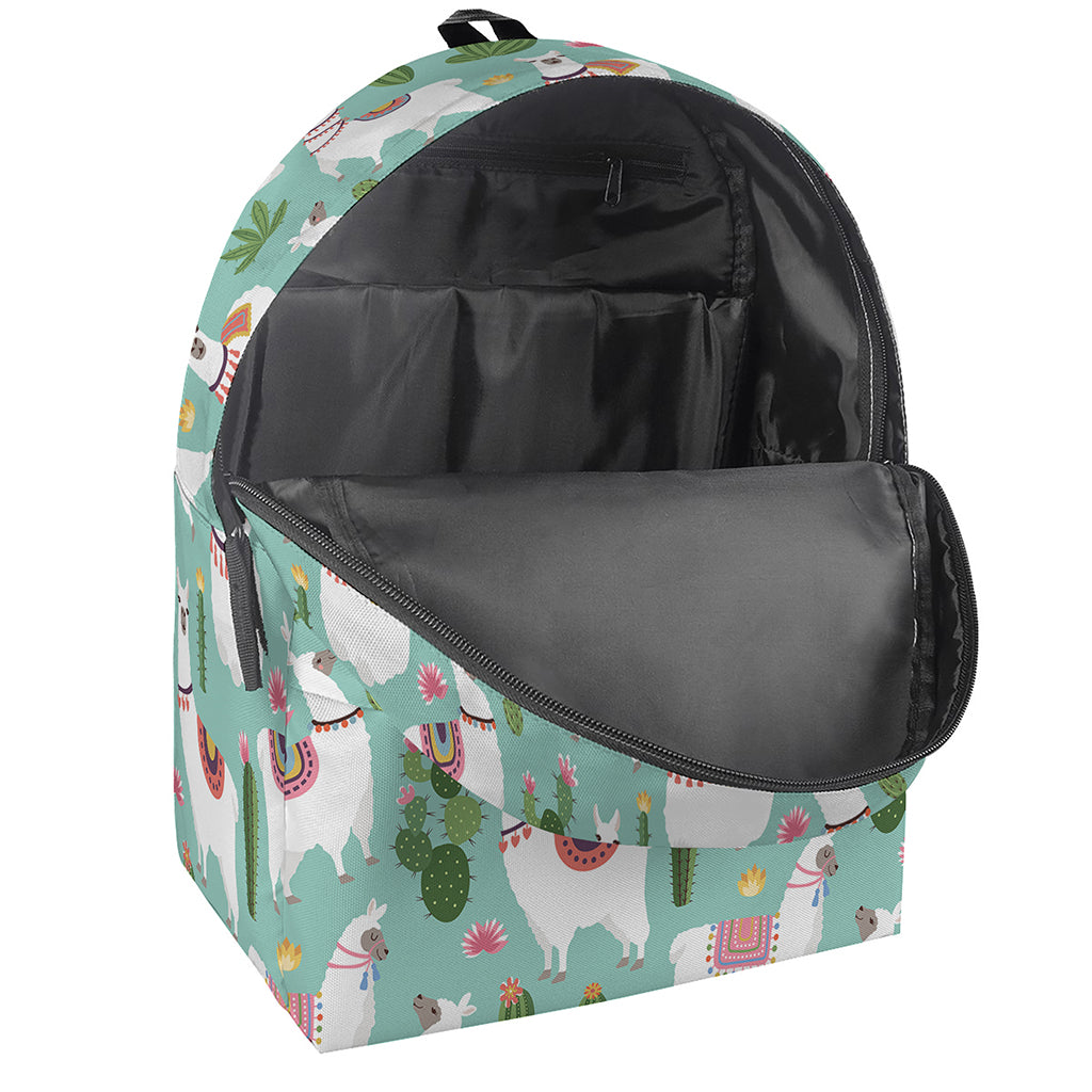 Cute Cactus And Llama Pattern Print Backpack