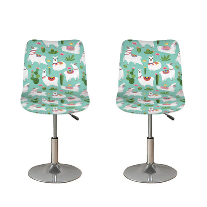 Cute Cactus And Llama Pattern Print Bar Stool Covers