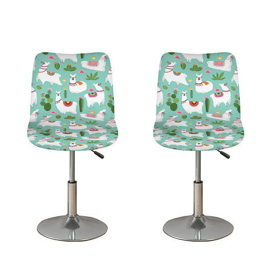 Cute Cactus And Llama Pattern Print Bar Stool Covers