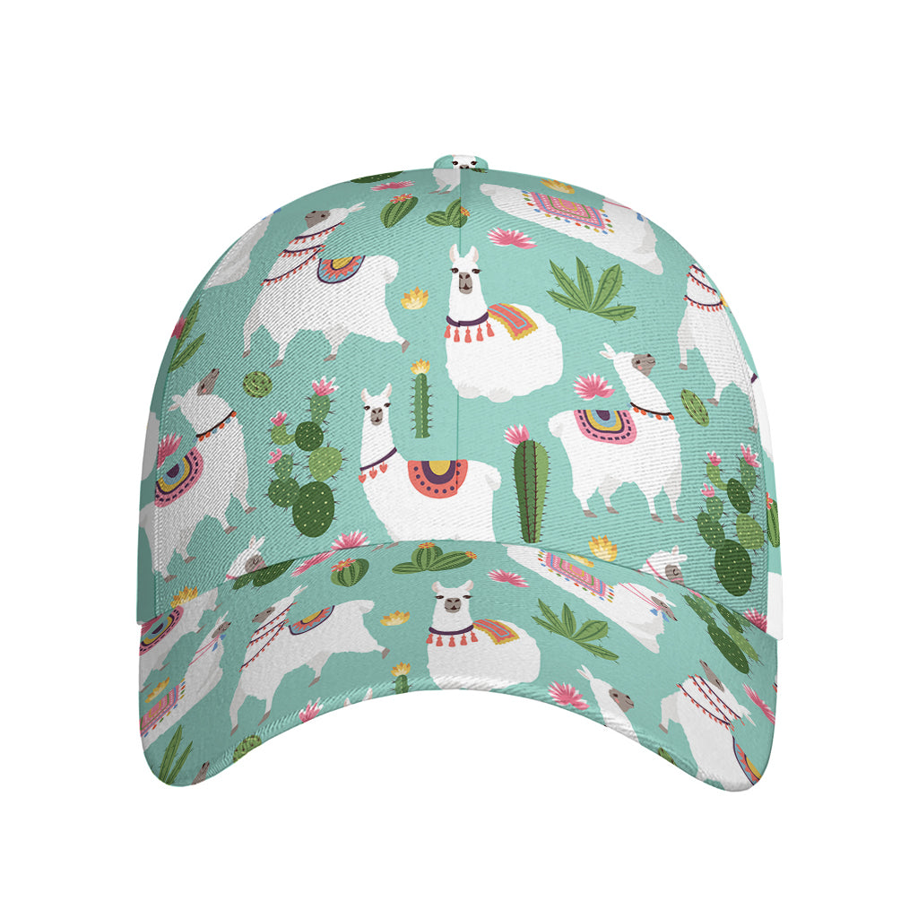 Cute Cactus And Llama Pattern Print Baseball Cap