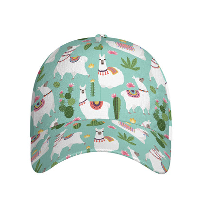 Cute Cactus And Llama Pattern Print Baseball Cap