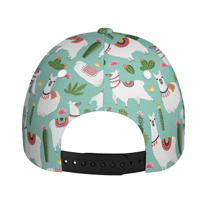 Cute Cactus And Llama Pattern Print Baseball Cap