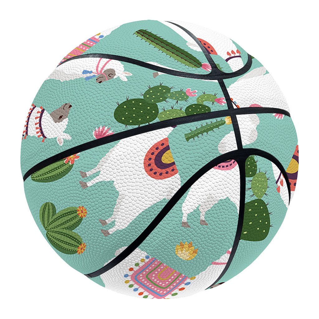 Cute Cactus And Llama Pattern Print Basketball