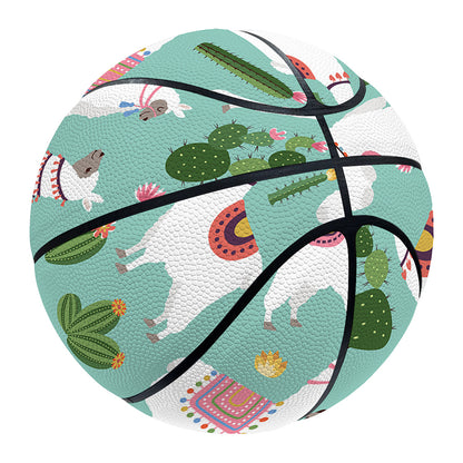 Cute Cactus And Llama Pattern Print Basketball