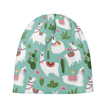 Cute Cactus And Llama Pattern Print Beanie