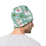 Cute Cactus And Llama Pattern Print Beanie