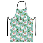 Cute Cactus And Llama Pattern Print Bib Apron With Pocket