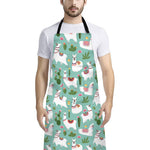 Cute Cactus And Llama Pattern Print Bib Apron With Pocket