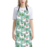 Cute Cactus And Llama Pattern Print Bib Apron With Pocket