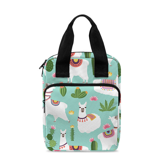 Cute Cactus And Llama Pattern Print Bible Tote Bag