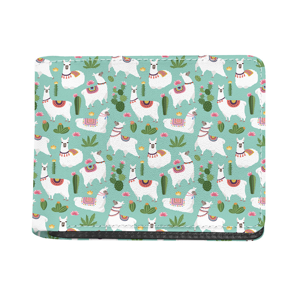 Cute Cactus And Llama Pattern Print Bifold Wallet
