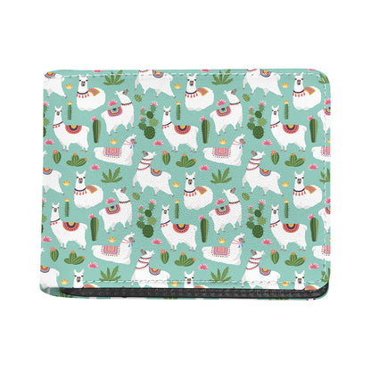 Cute Cactus And Llama Pattern Print Bifold Wallet