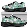 Cute Cactus And Llama Pattern Print Black Chunky Shoes