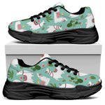 Cute Cactus And Llama Pattern Print Black Chunky Shoes
