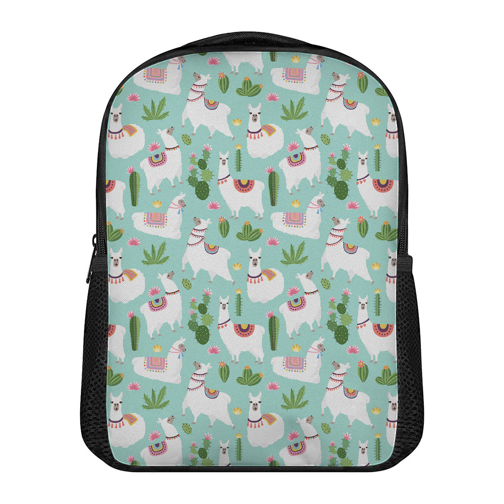 Cute Cactus And Llama Pattern Print Casual Backpack