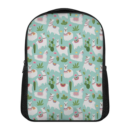 Cute Cactus And Llama Pattern Print Casual Backpack