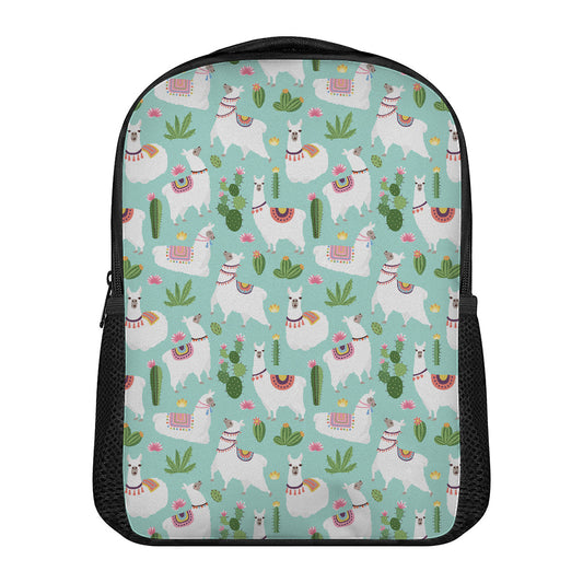 Cute Cactus And Llama Pattern Print Casual Backpack
