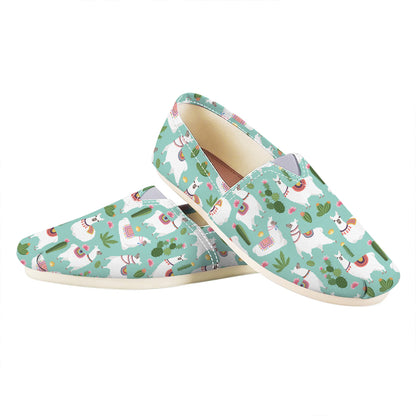 Cute Cactus And Llama Pattern Print Casual Shoes