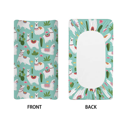 Cute Cactus And Llama Pattern Print Changing Pad Cover