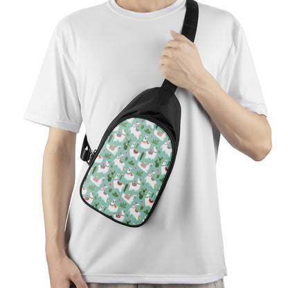 Cute Cactus And Llama Pattern Print Chest Bag
