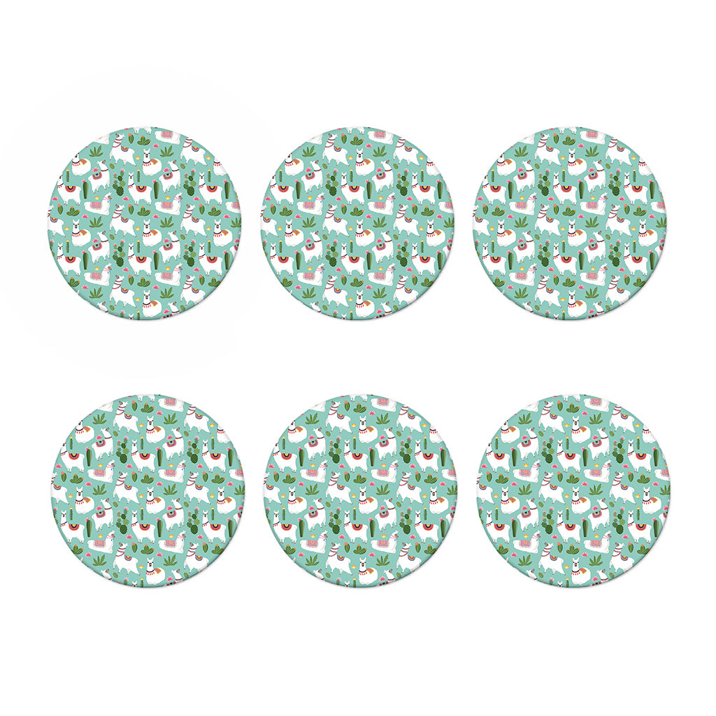 Cute Cactus And Llama Pattern Print Coaster Set