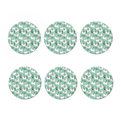 Cute Cactus And Llama Pattern Print Coaster Set
