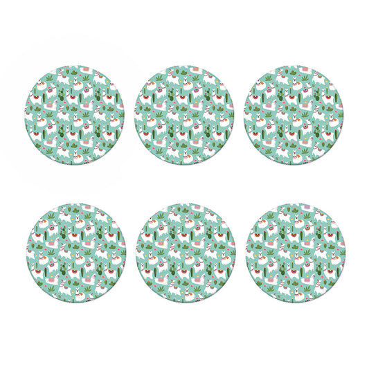 Cute Cactus And Llama Pattern Print Coaster Set