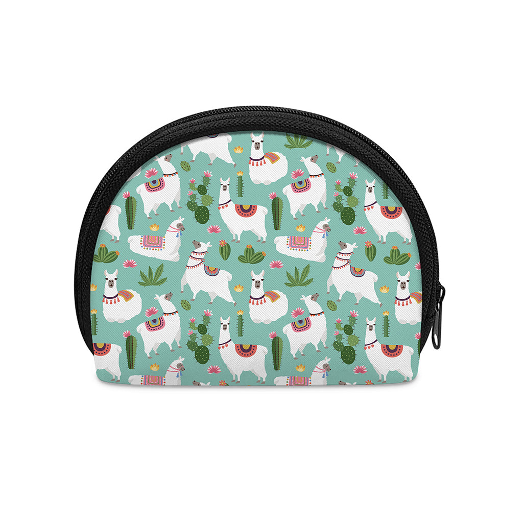 Cute Cactus And Llama Pattern Print Coin Purse