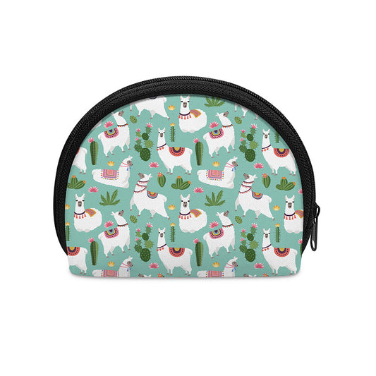 Cute Cactus And Llama Pattern Print Coin Purse