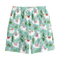 Cute Cactus And Llama Pattern Print Cotton Shorts